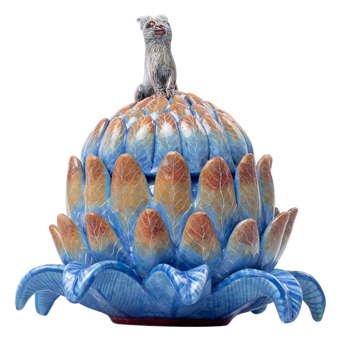 Protea, rabbit, grey & blue jewelry box
