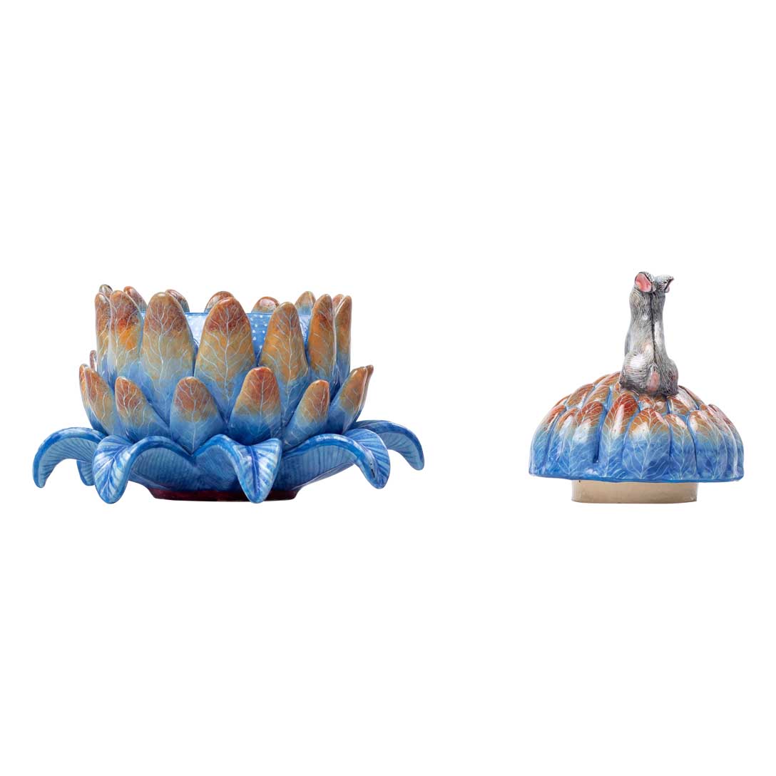 Protea, rabbit, grey & blue jewelry box