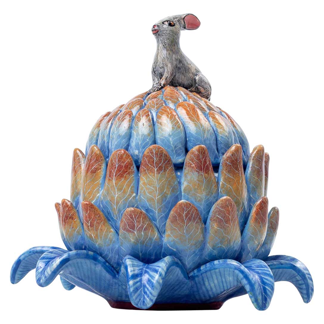 Protea, rabbit, grey & blue jewelry box