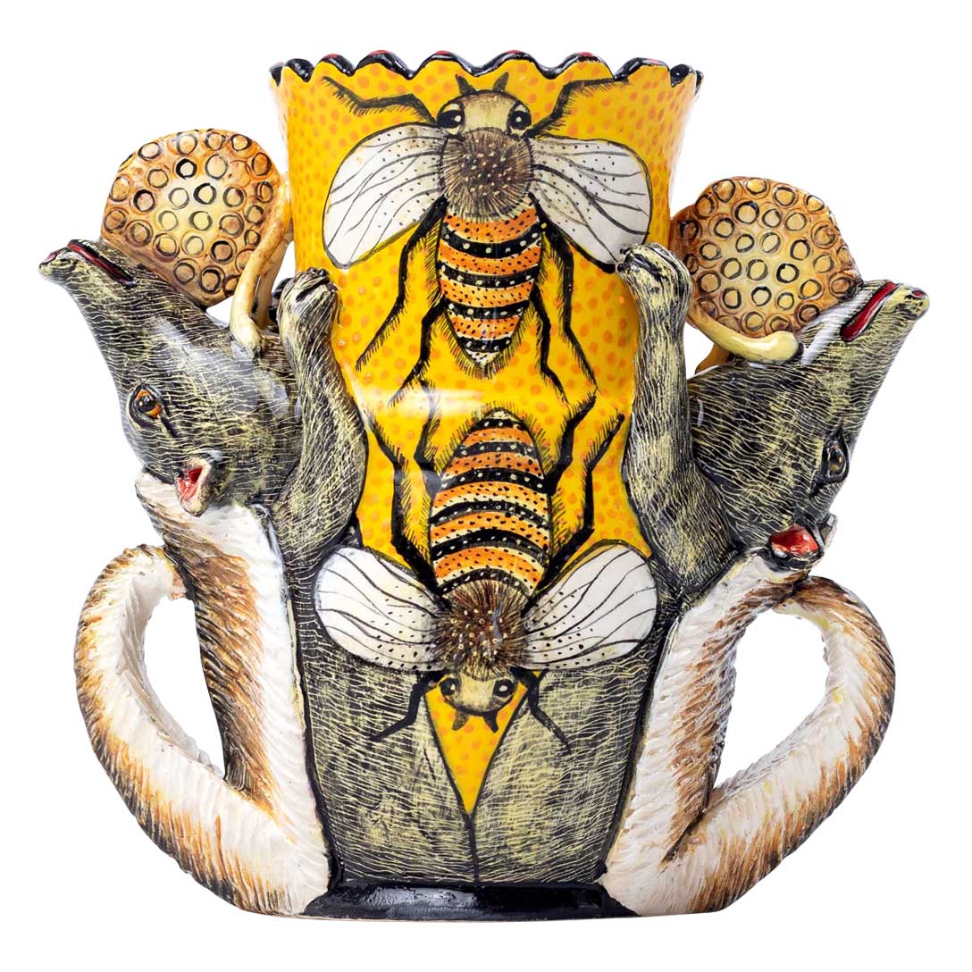 Honey badger & bee vase