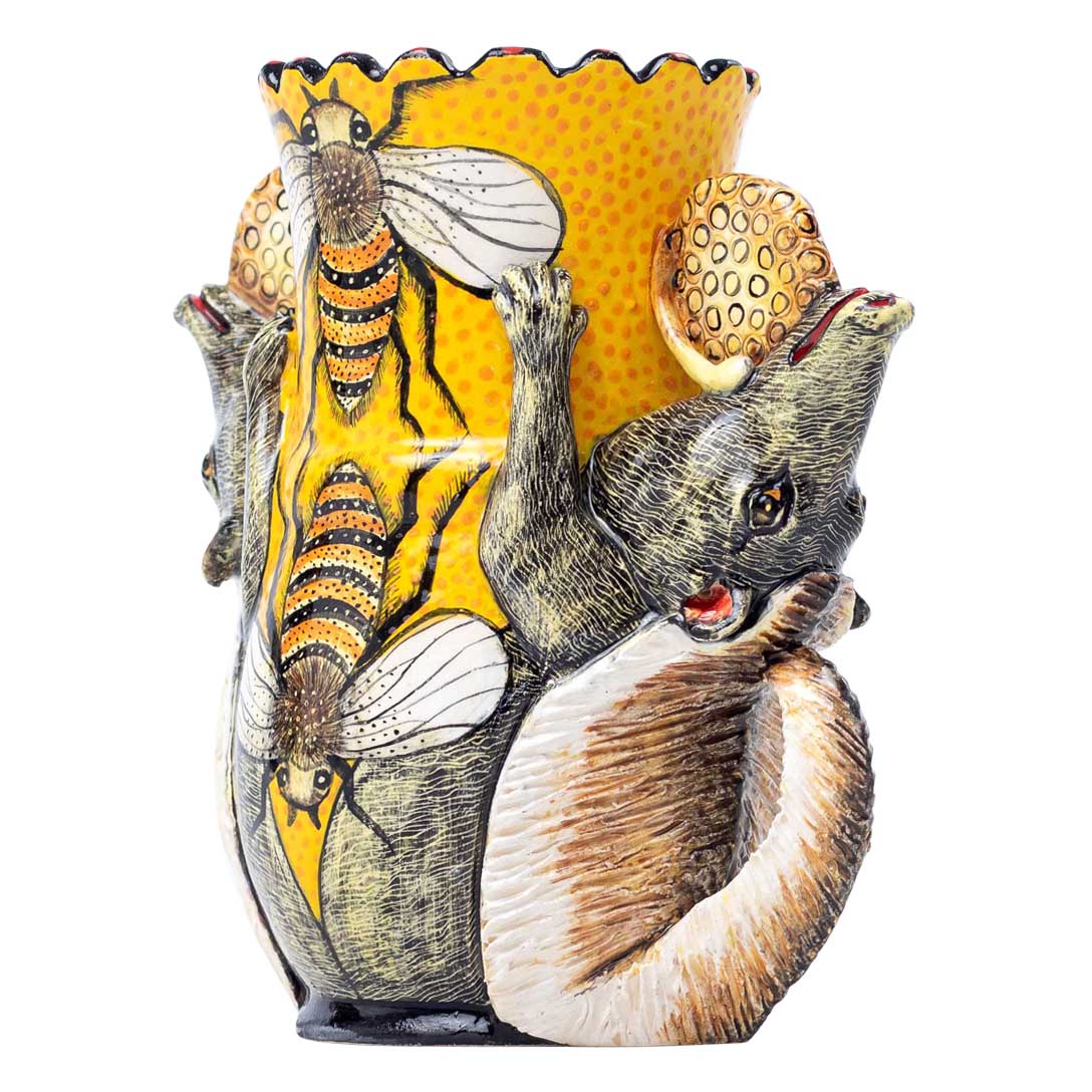 Honey badger & bee vase