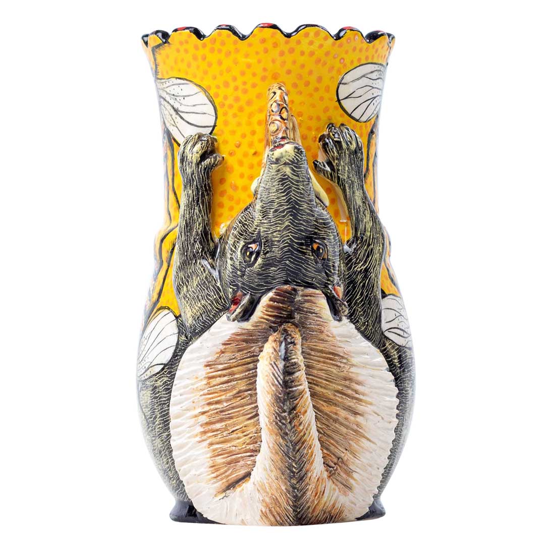 Honey badger & bee vase