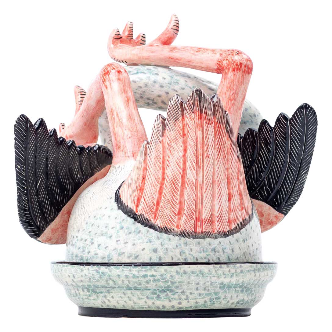 Flamingo, pink blue & black butter dish