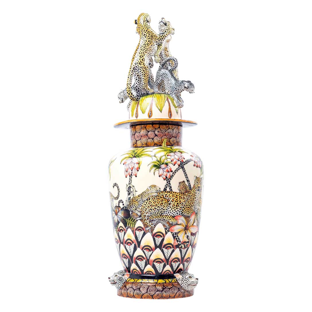 Leopard urn