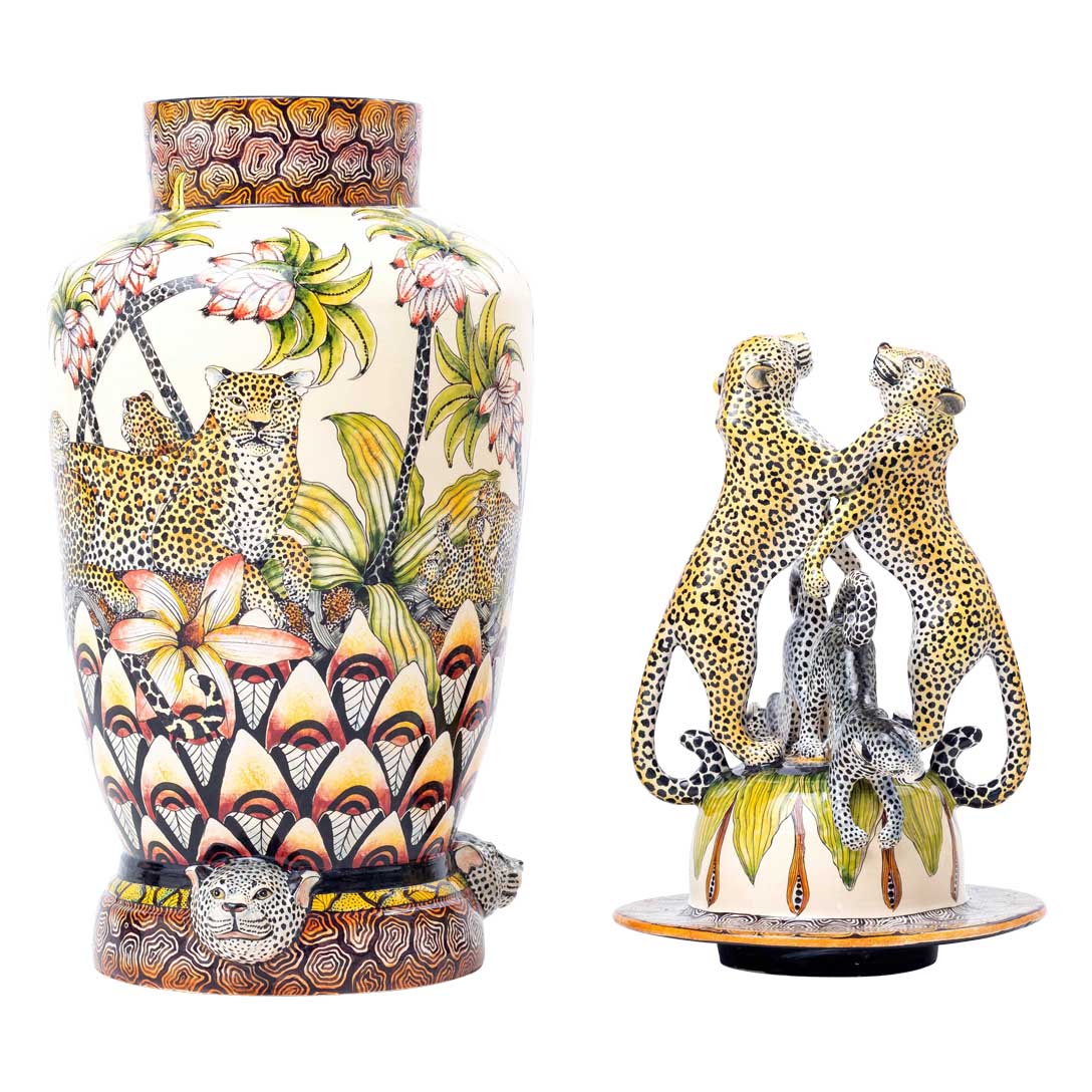 Leopard urn