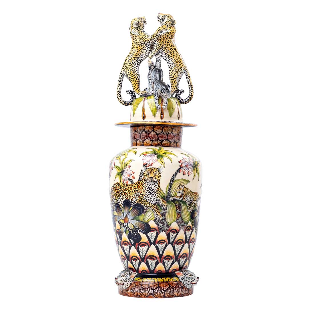 Leopard urn