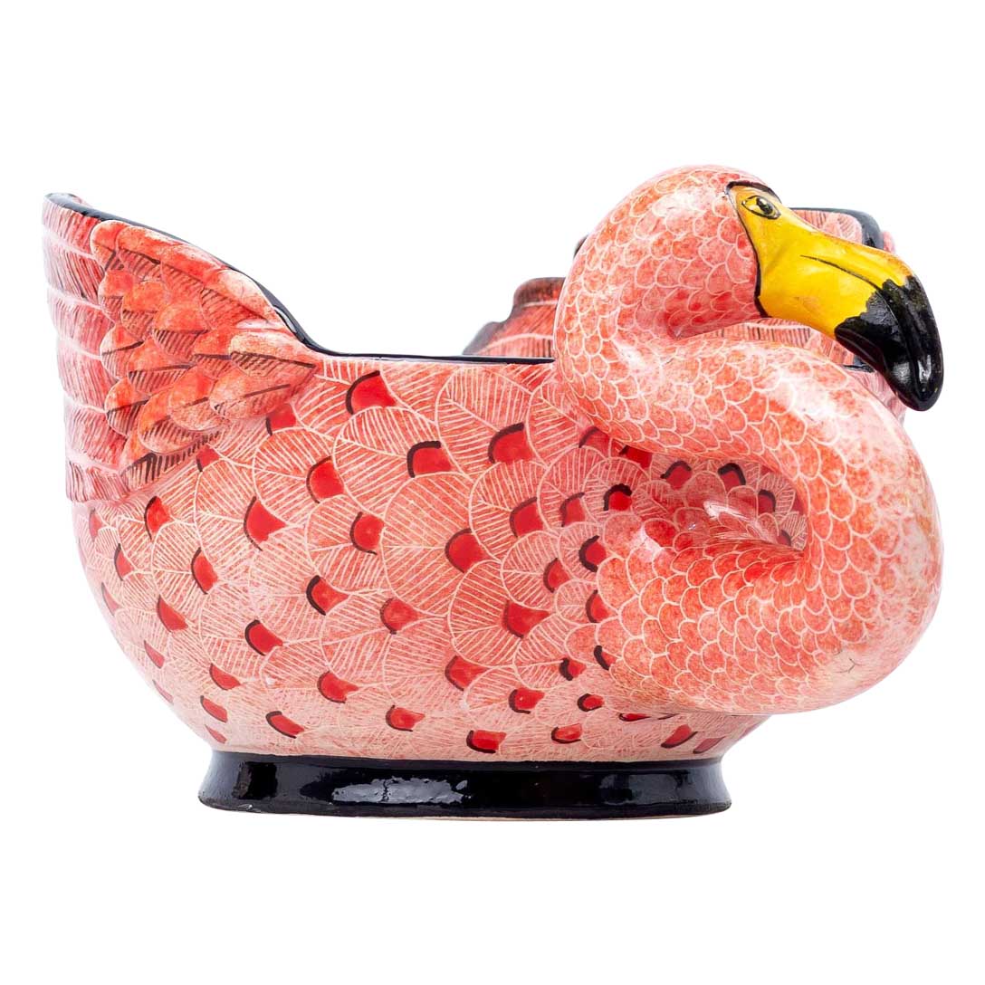 Flamingo, pink & black peanut bowl