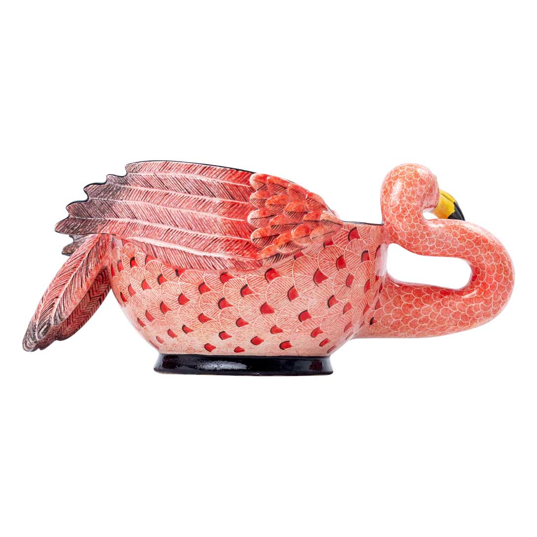 Flamingo, pink & black peanut bowl