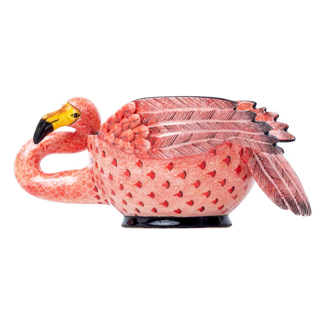 Flamingo, pink & black peanut bowl