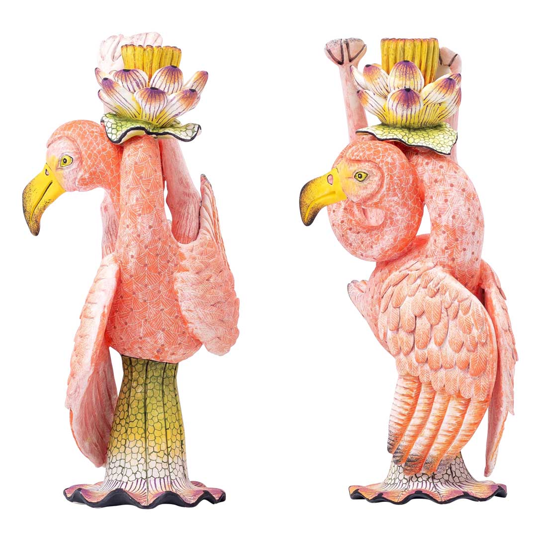 Pair of flamingoes candlesticks