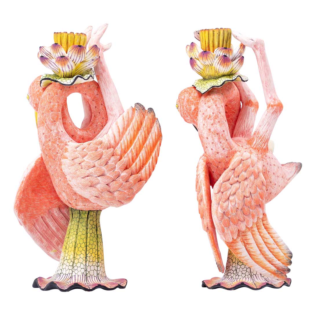 Pair of flamingoes candlesticks