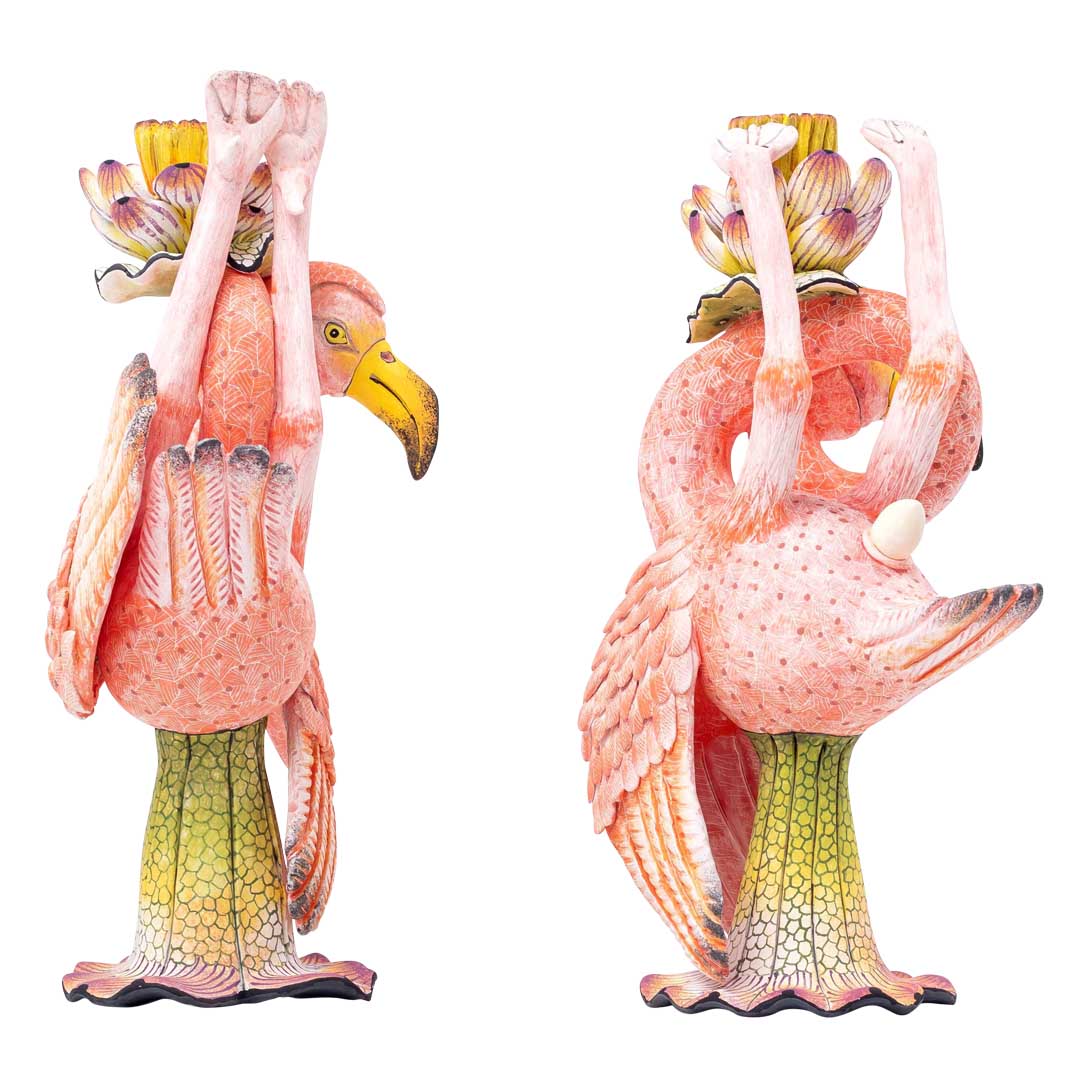 Pair of flamingoes candlesticks