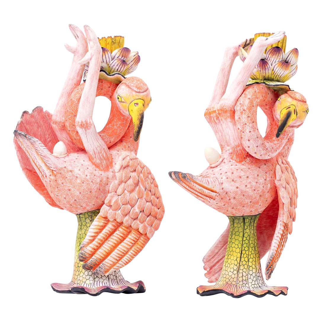 Pair of flamingoes candlesticks