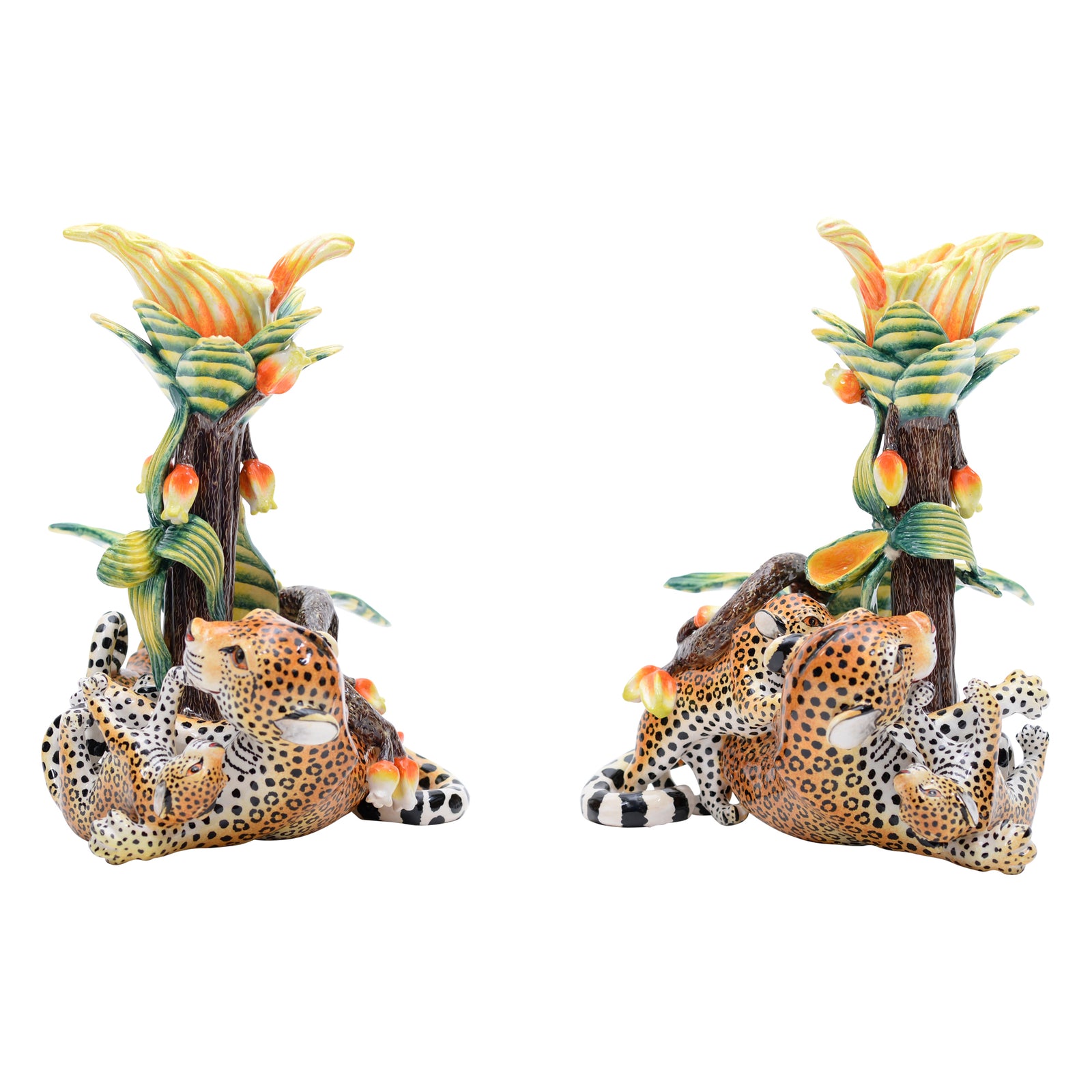 Leopard candlesticks