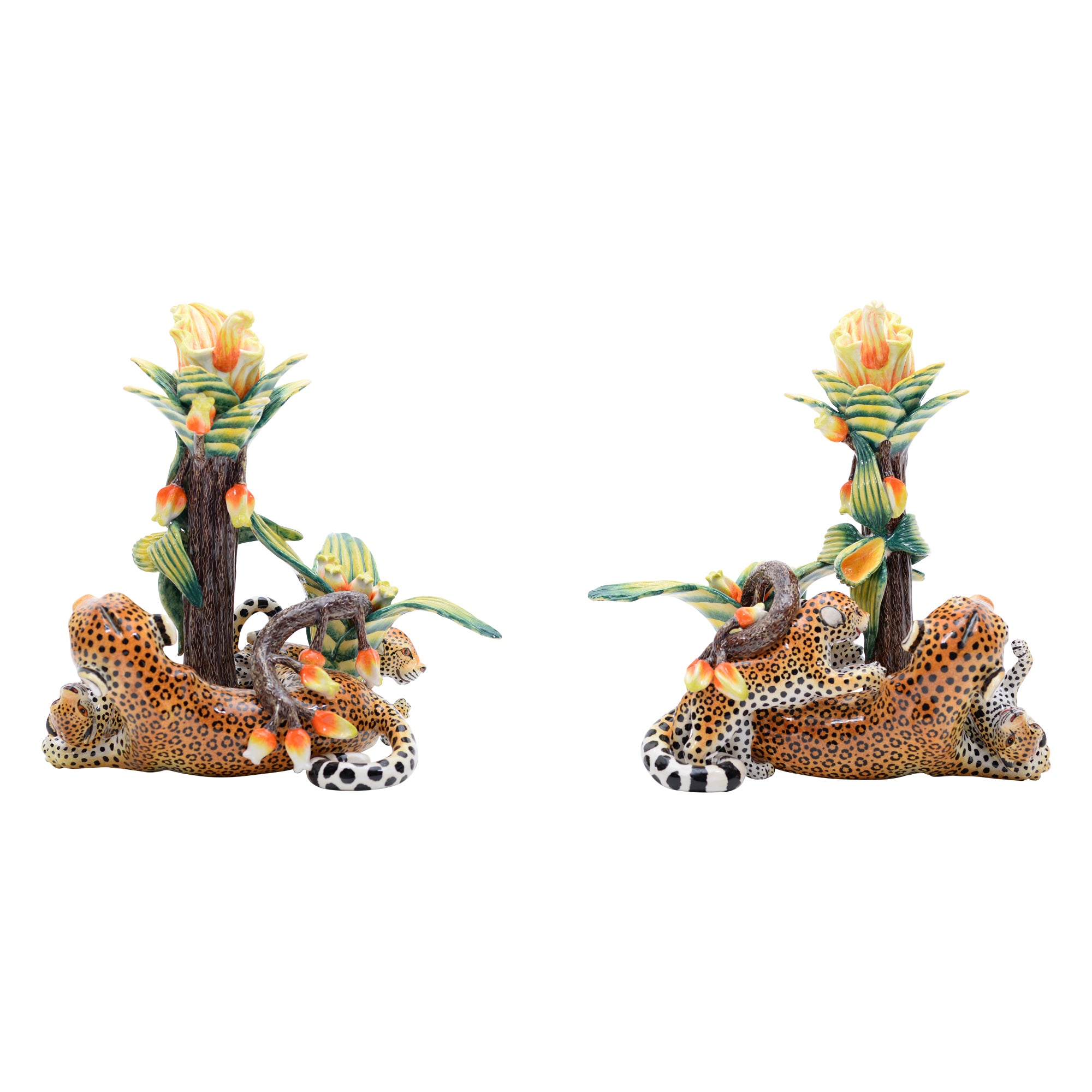 Leopard candlesticks