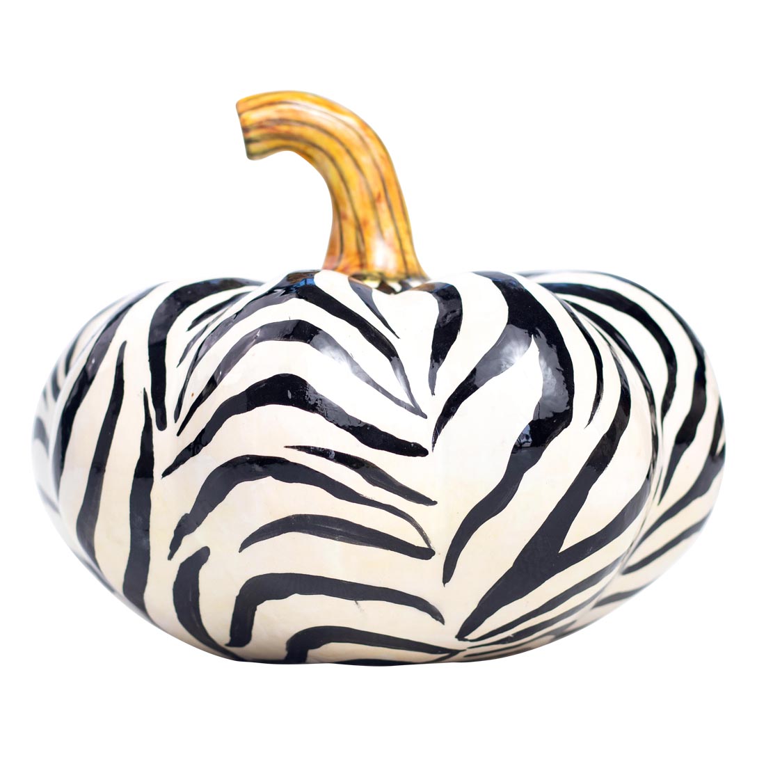 Safari zebra pumpkin sculpture