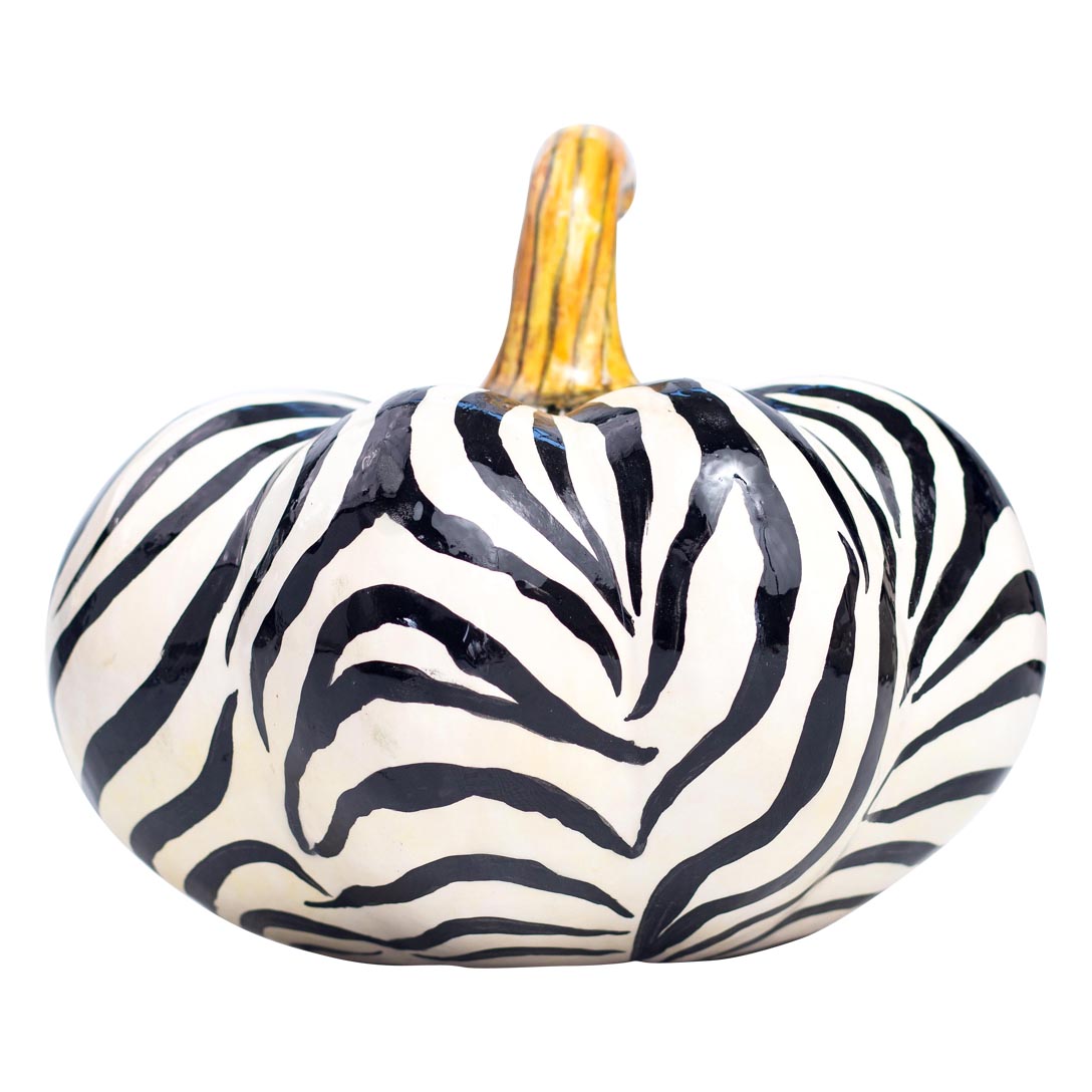 Safari zebra pumpkin sculpture