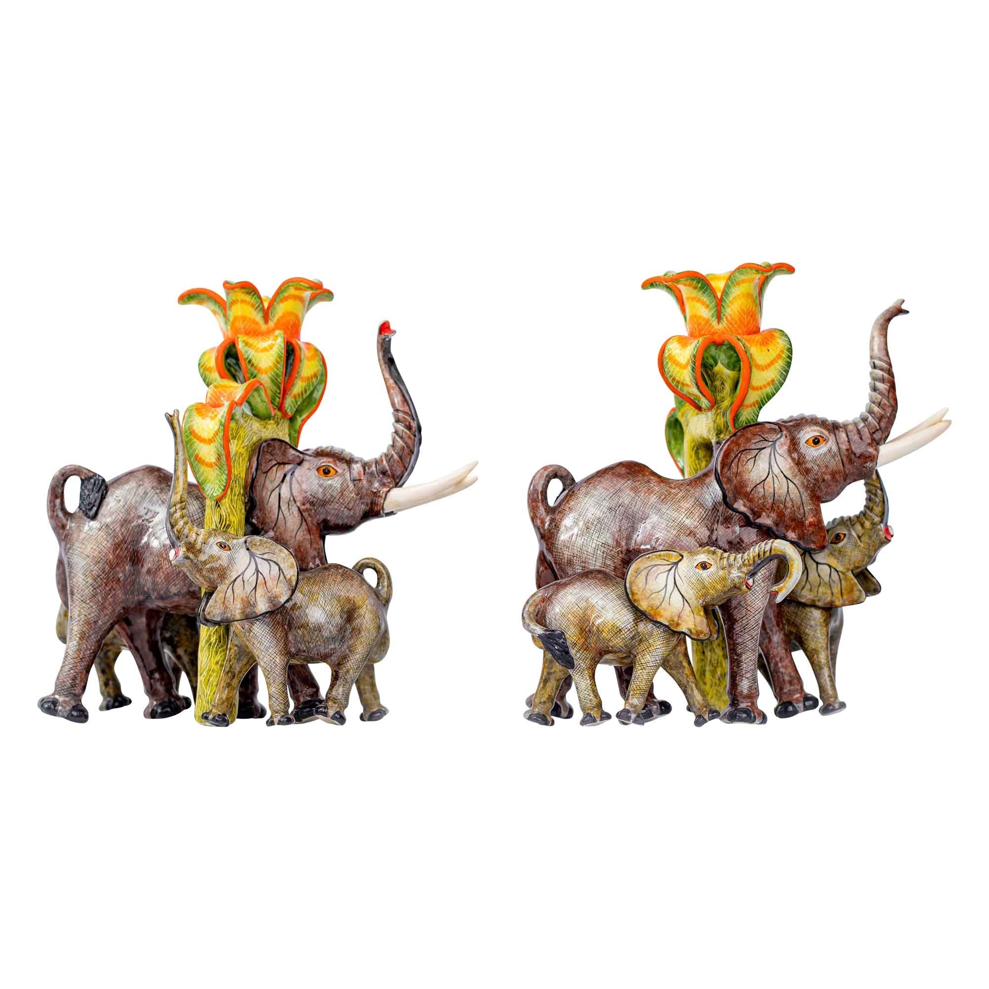 Pair of elephant candlesticks