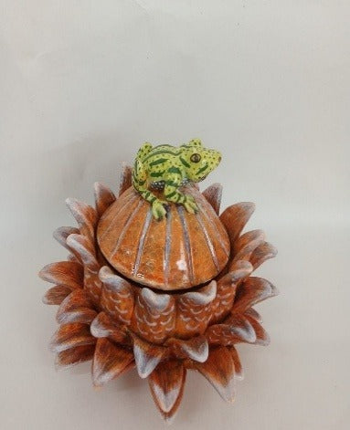 Protea & frog jewelry box