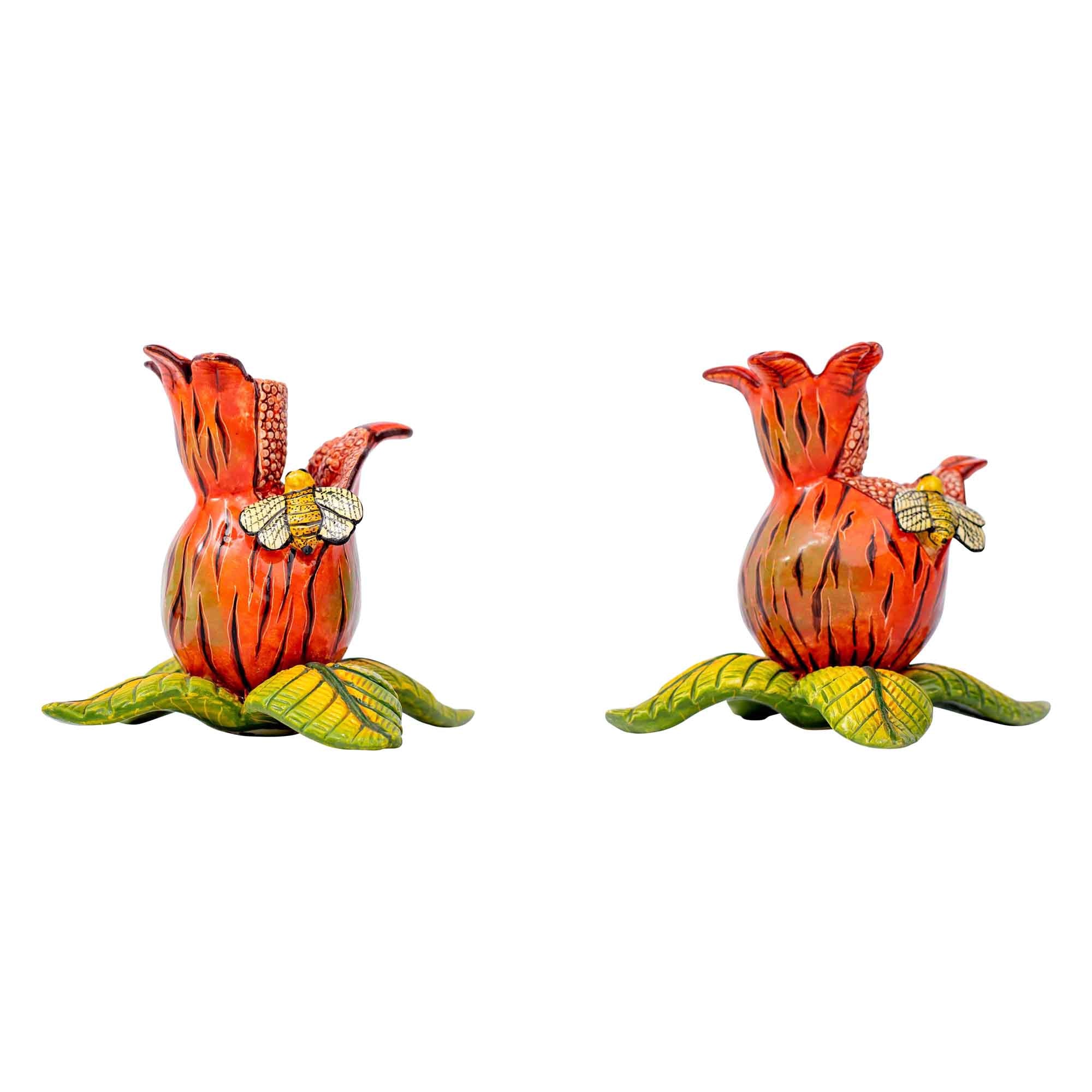Pair of pomegranate candlesticks