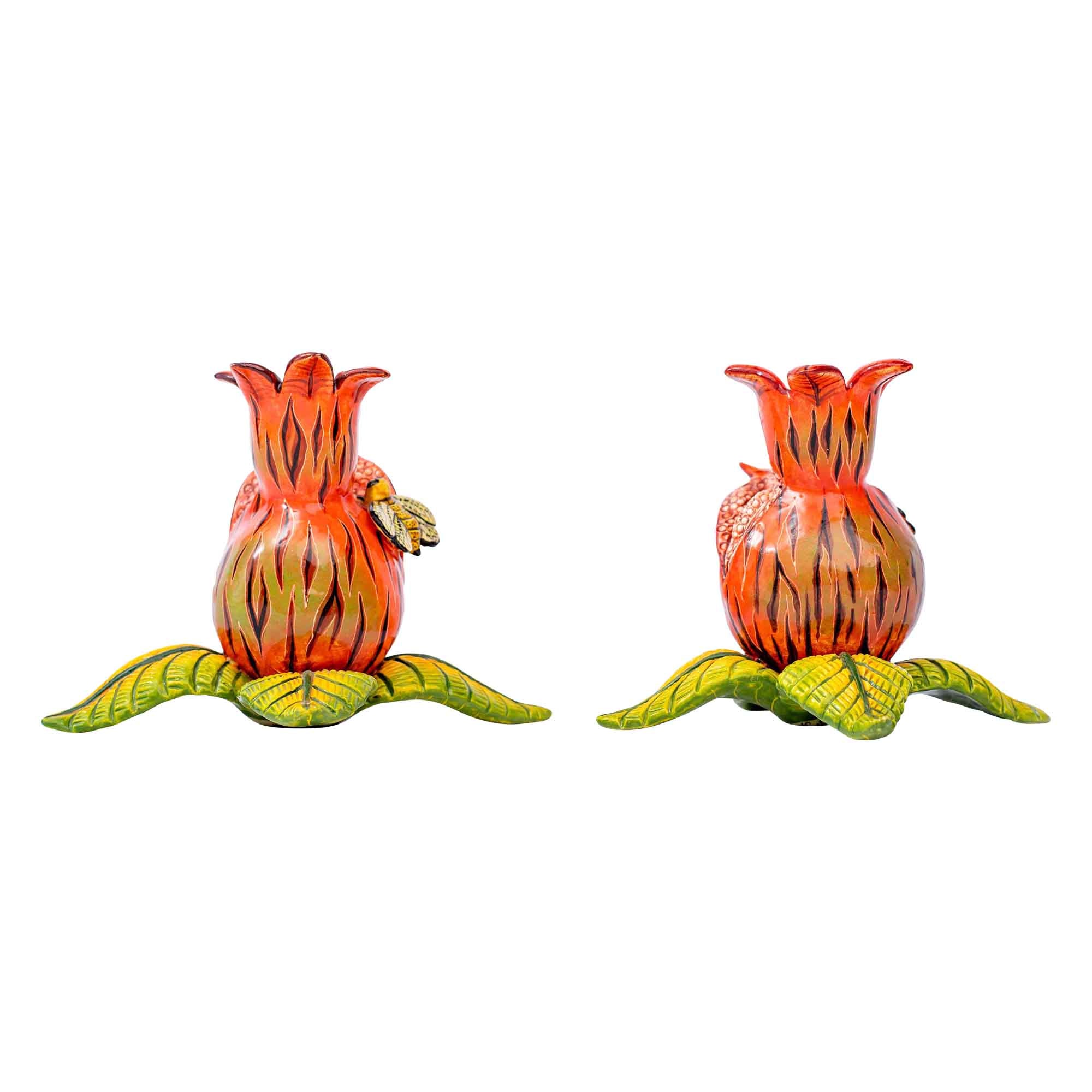 Pair of pomegranate candlesticks