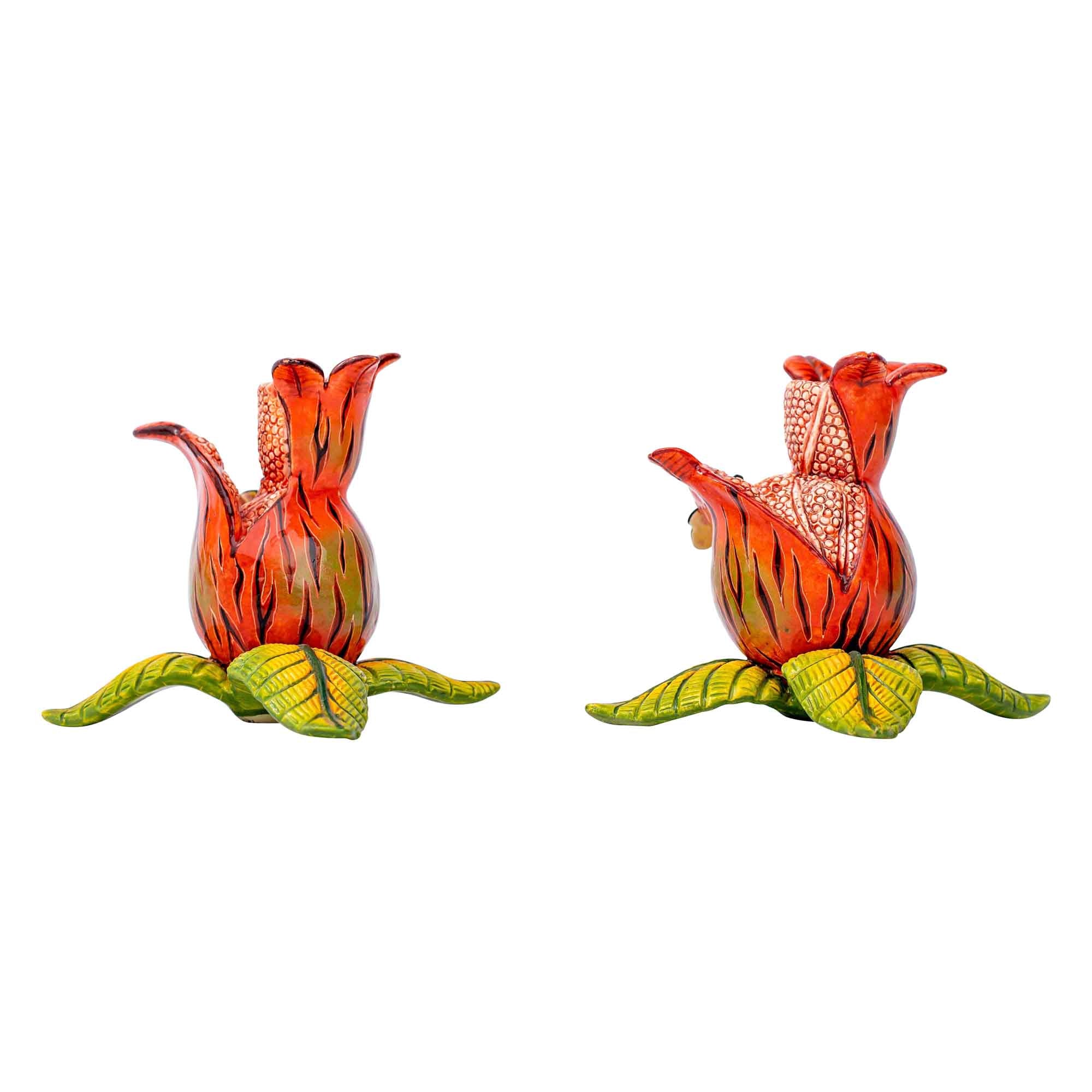 Pair of pomegranate candlesticks
