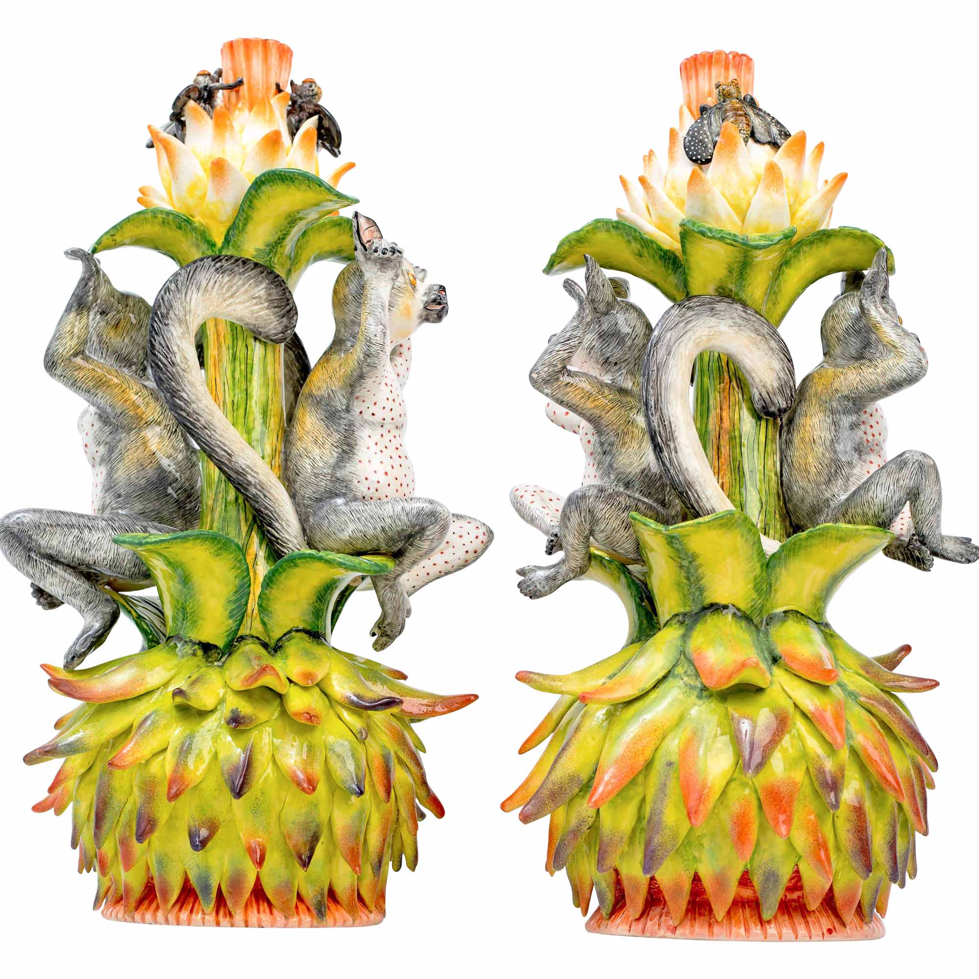 Pair Of Bush Baby Candlesticks