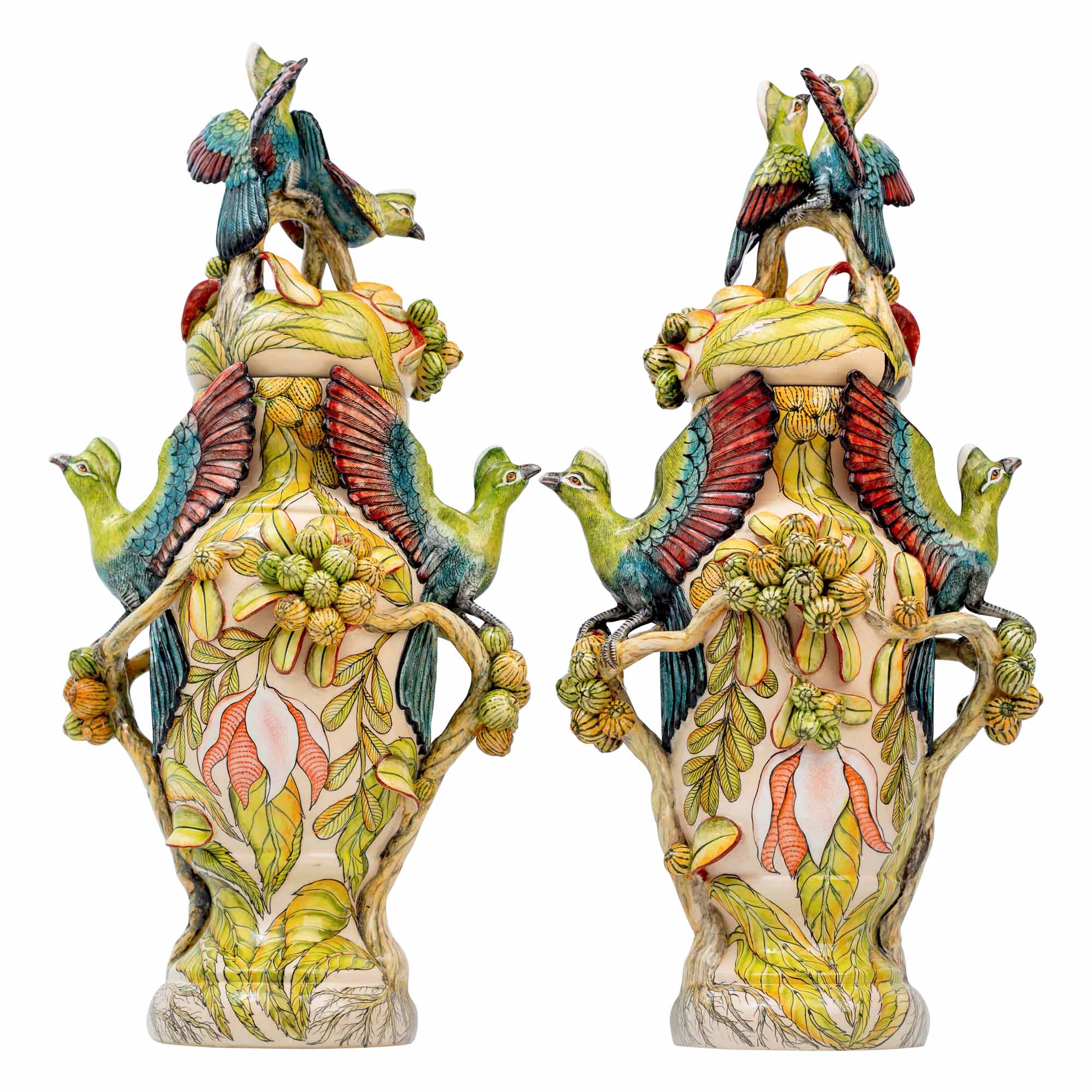 Pair Lori Bird Urns