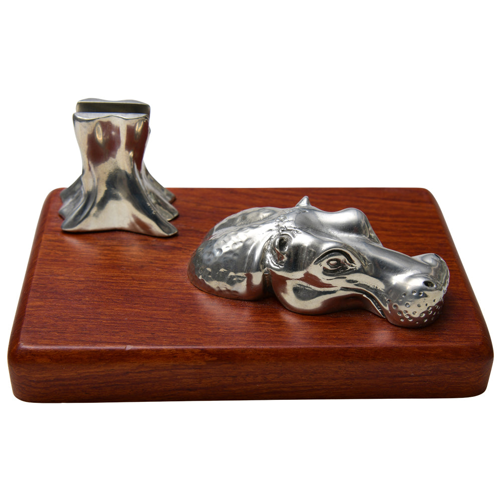 Maridadi Pewter Hippo Business Card Holders