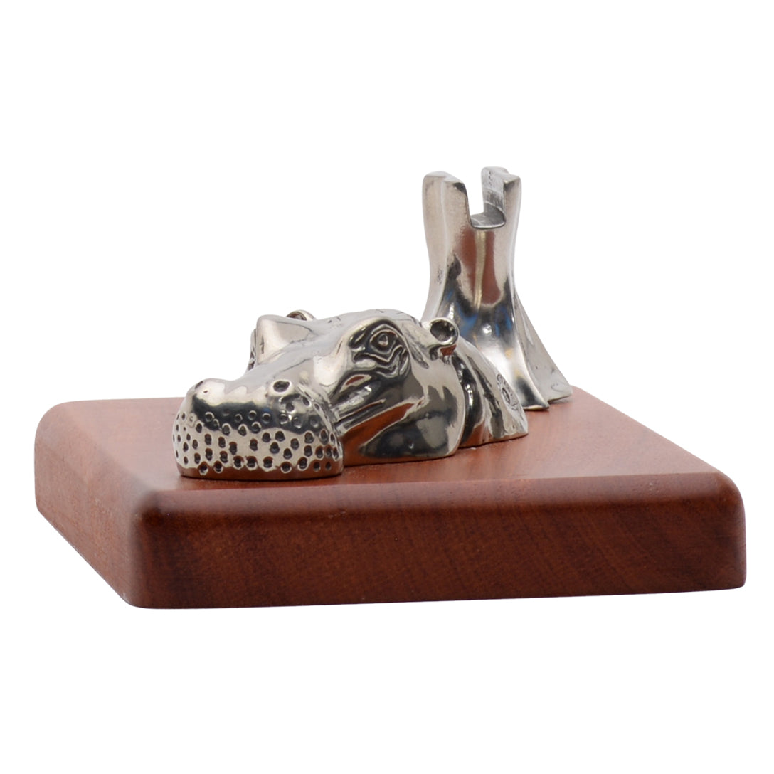 Maridadi Pewter Hippo Business Card Holders