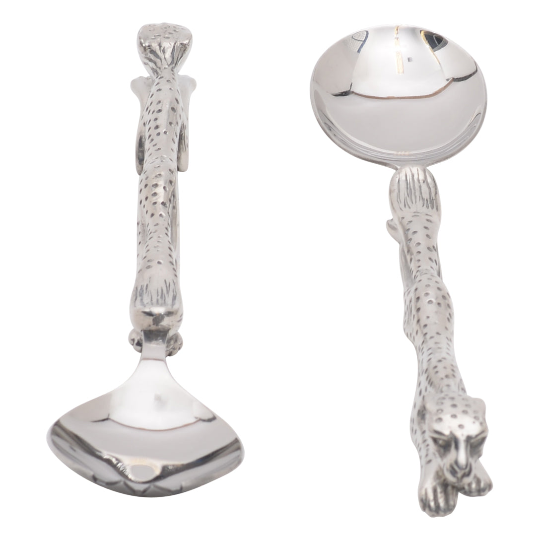 Maridadi Pewter Cheetah Salad Servers