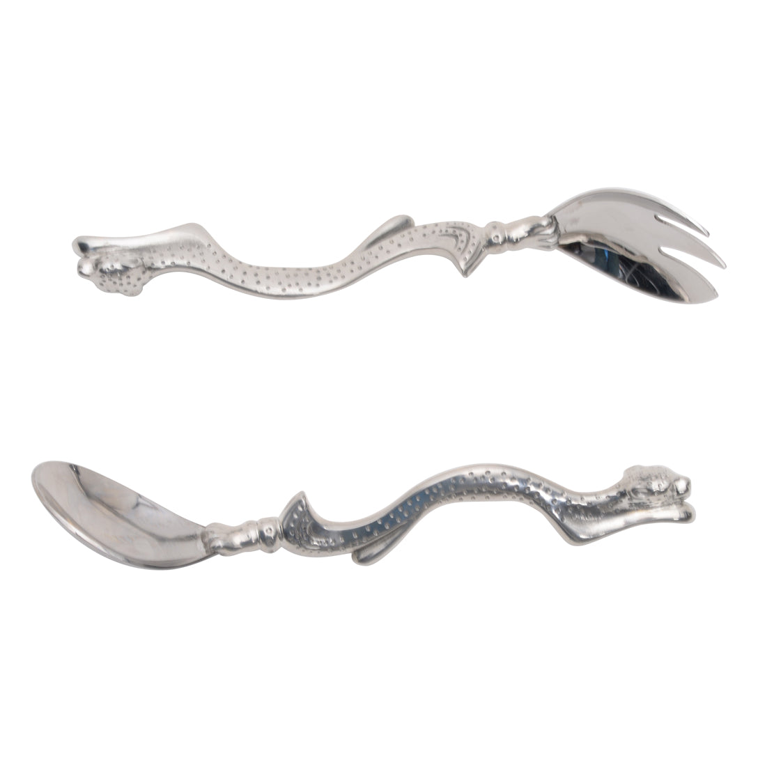 Maridadi Pewter Leopard Salad Servers Small