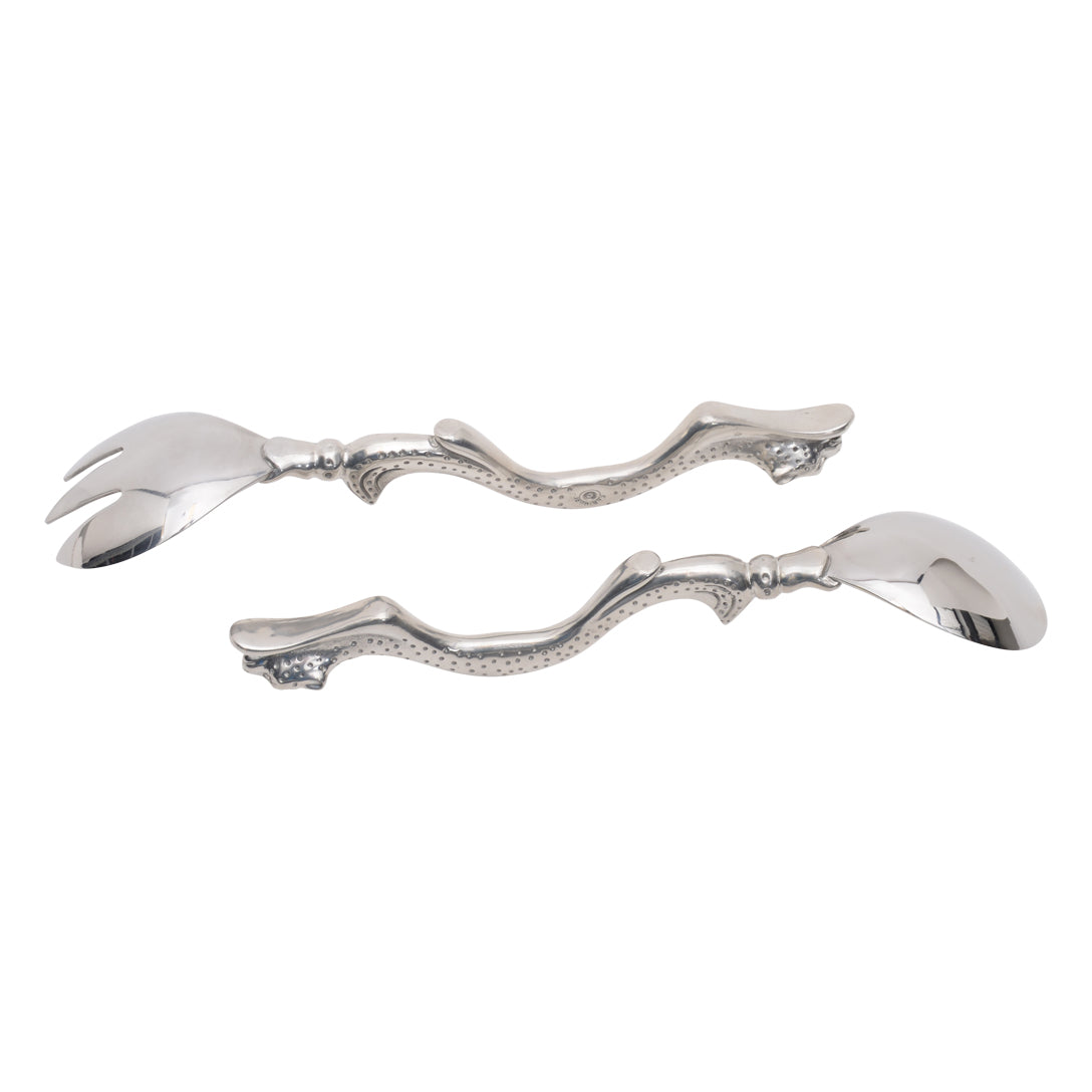 Maridadi Pewter Leopard Salad Servers Small