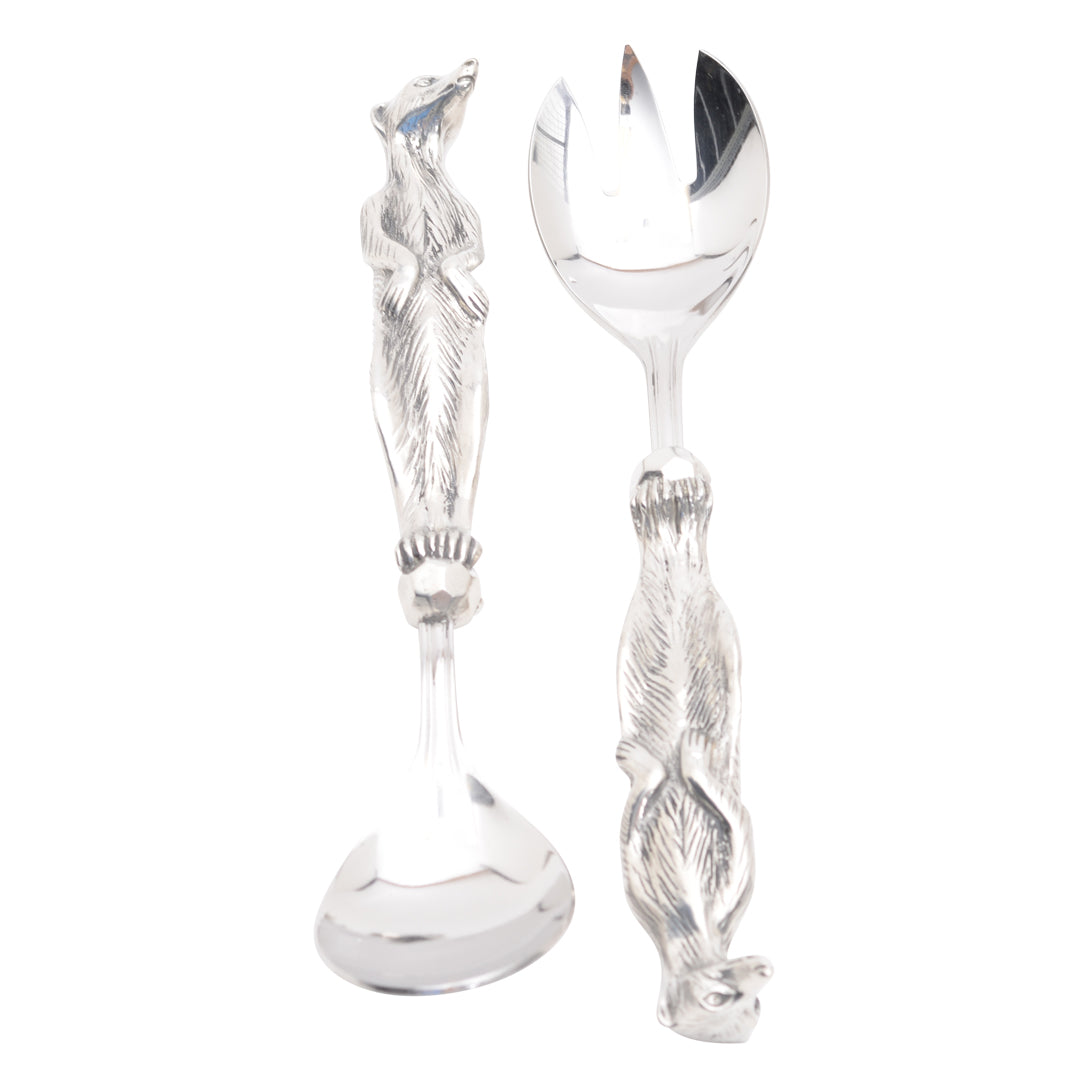 Maridadi Pewter Meercat Salad Servers Small