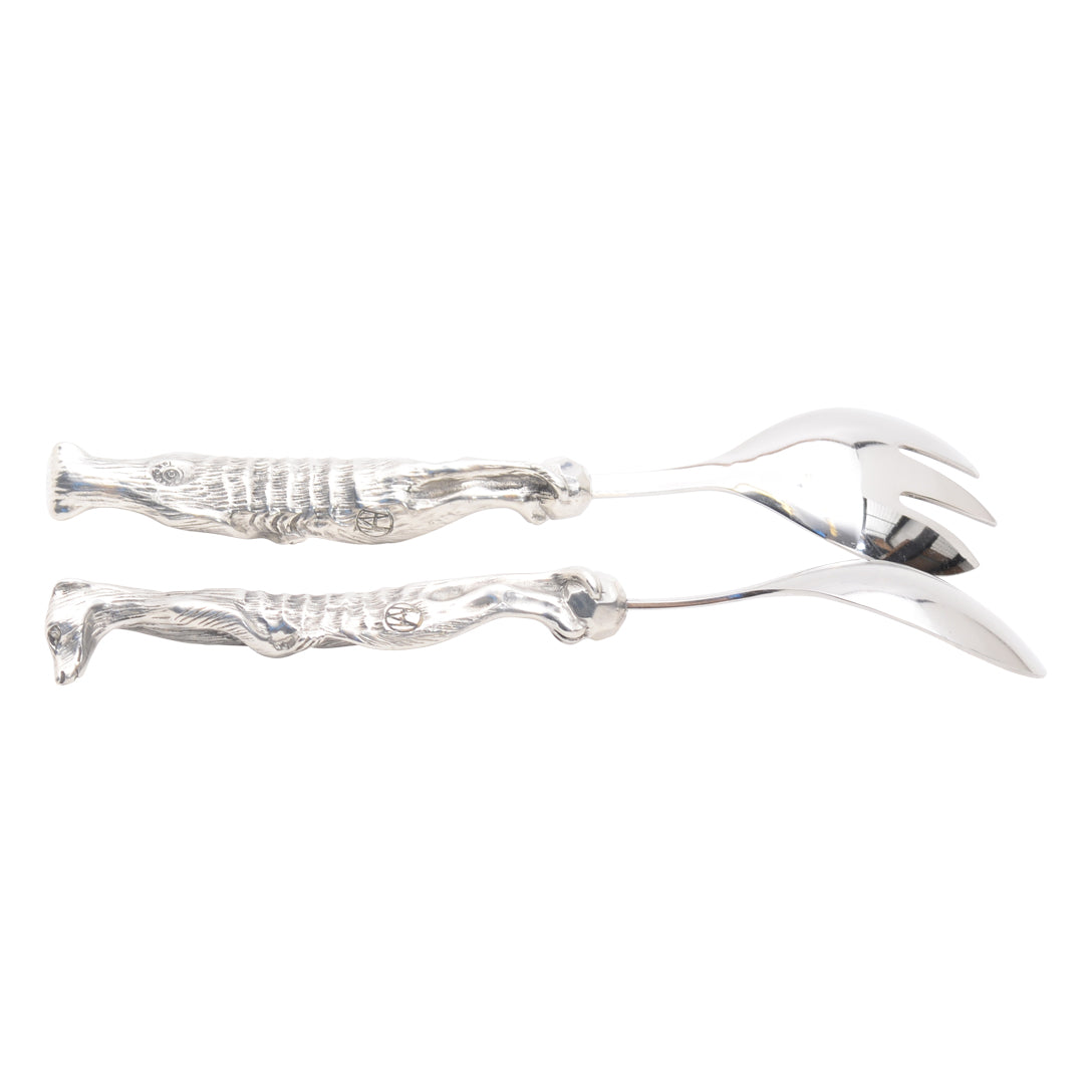 Maridadi Pewter Meercat Salad Servers Small