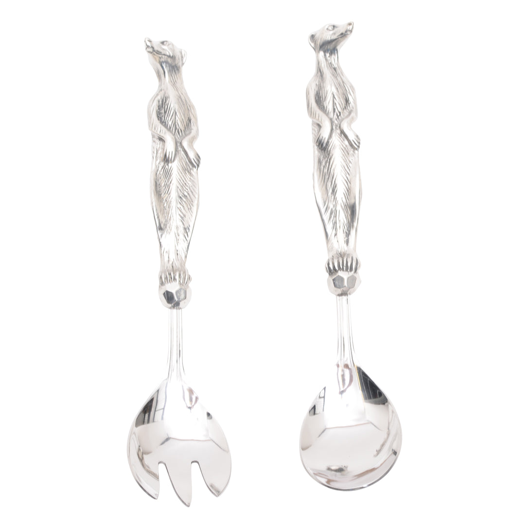 Maridadi Pewter Meercat Salad Servers Small