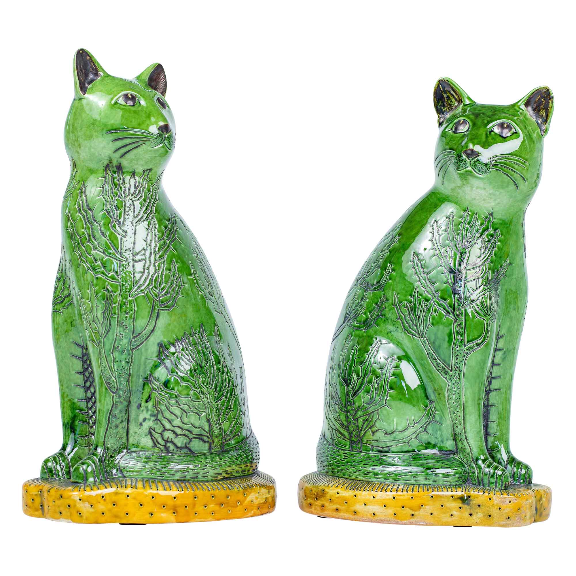 Pair of cat sculptures