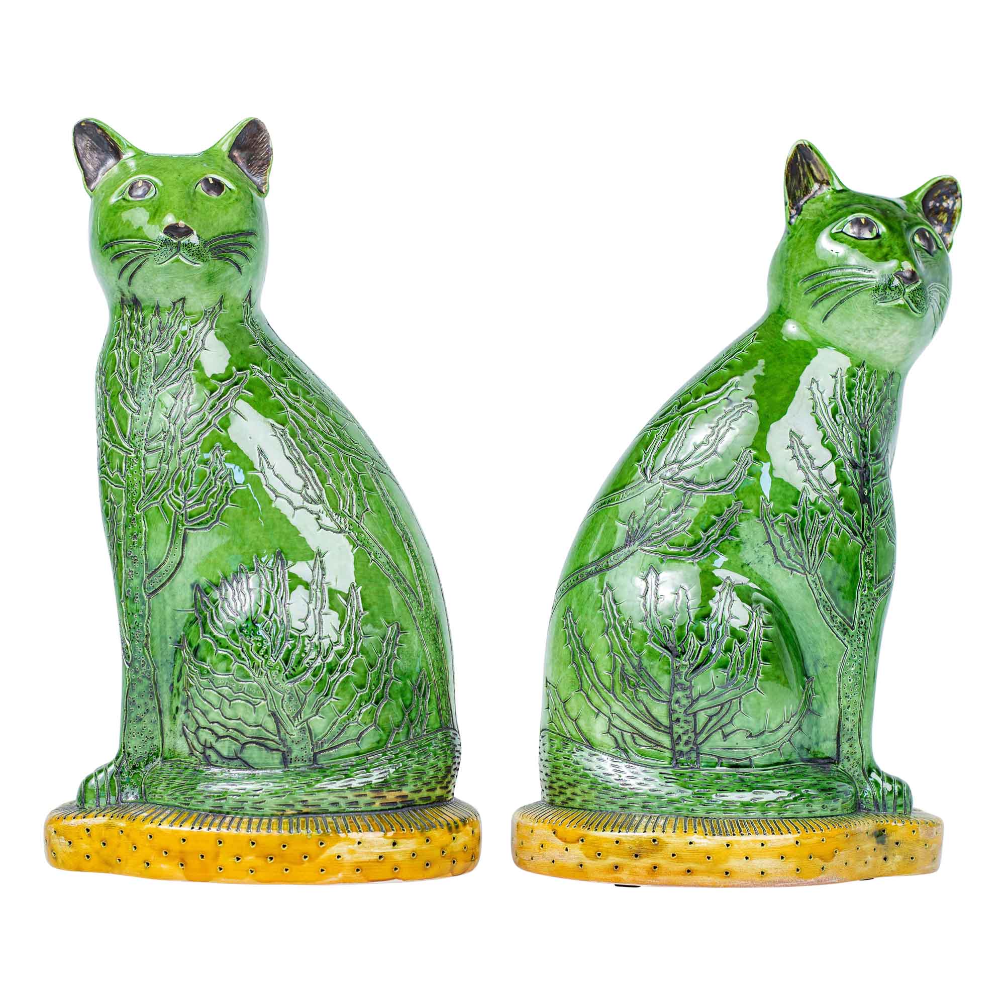 Pair of cat sculptures