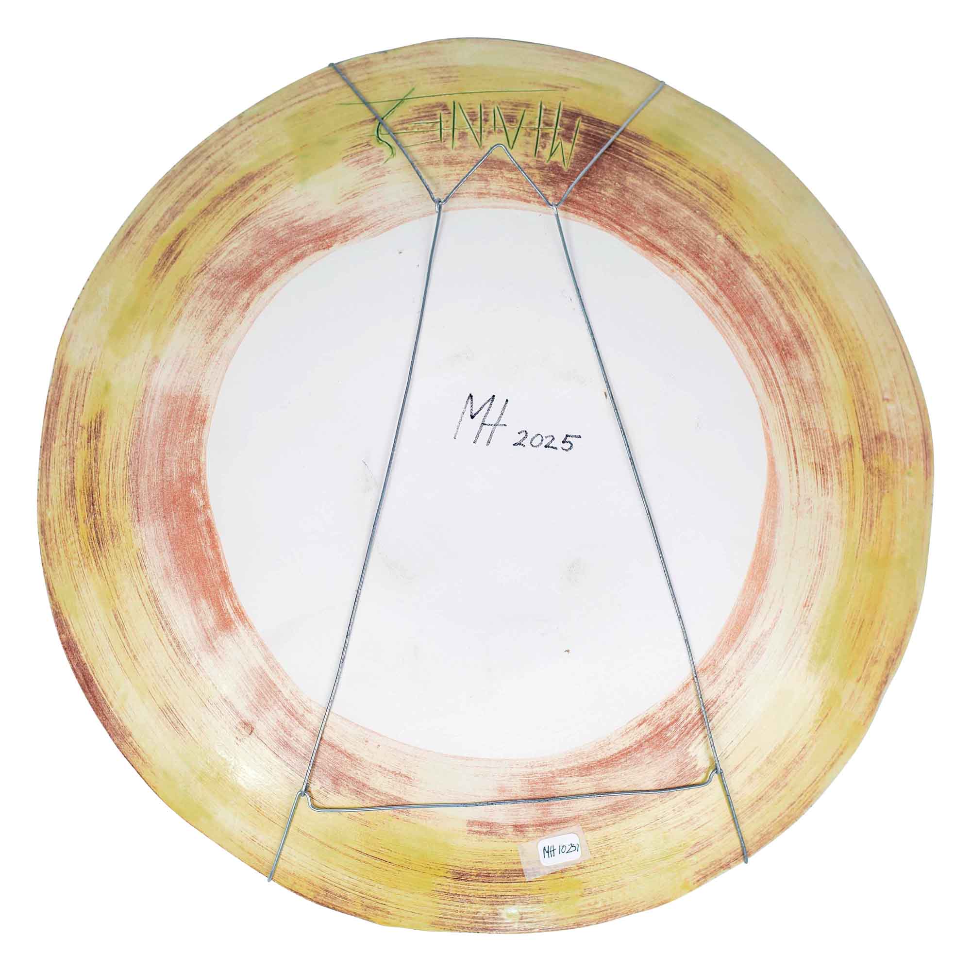 Green glazed cat plate