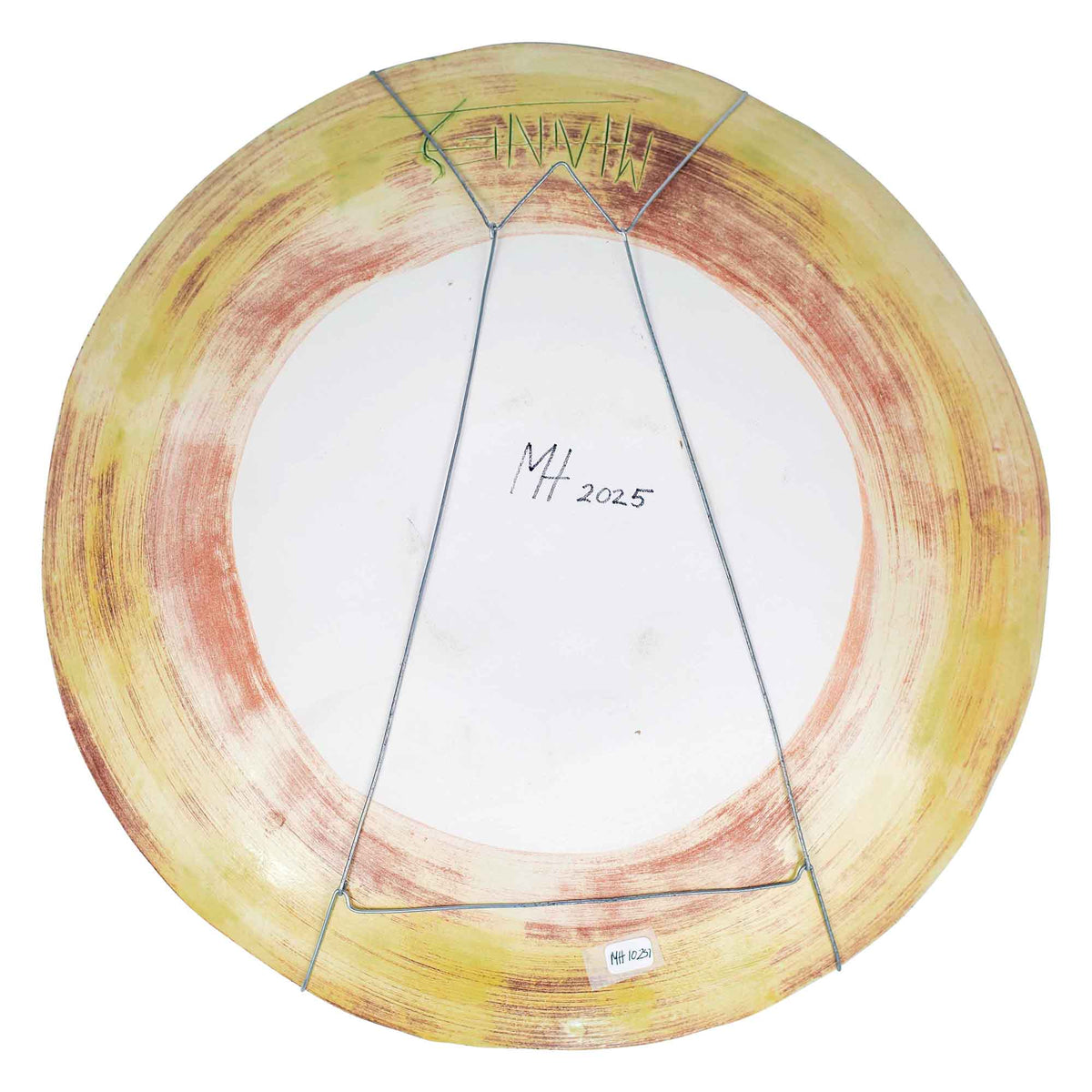 Green glazed cat plate