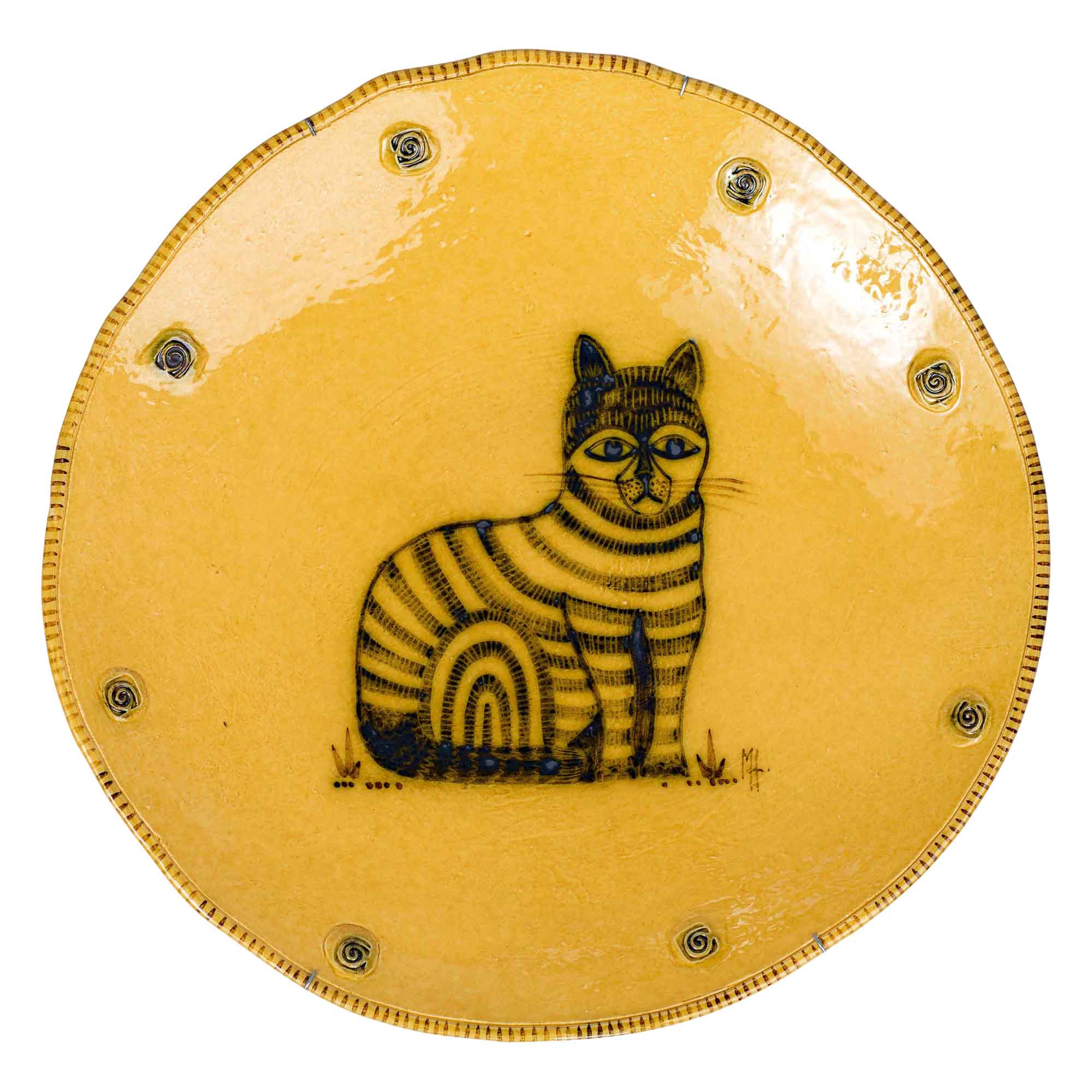 Ochre glazed cat plate