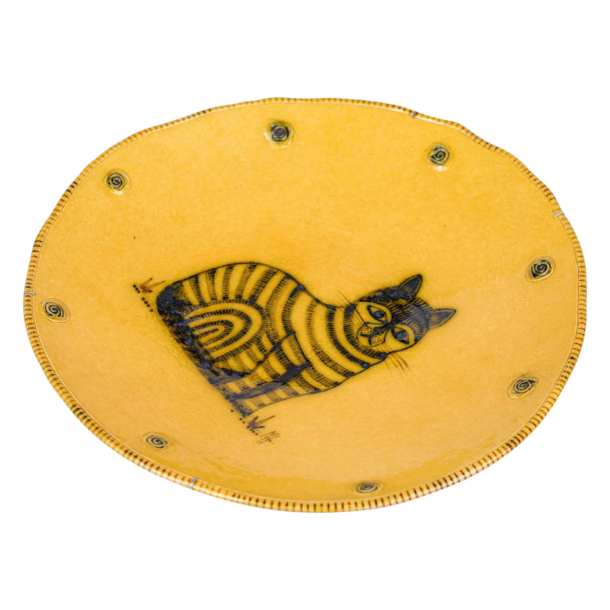 Ochre glazed cat plate