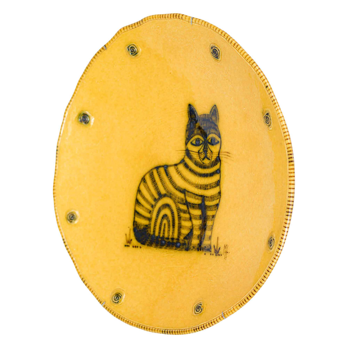 Ochre glazed cat plate