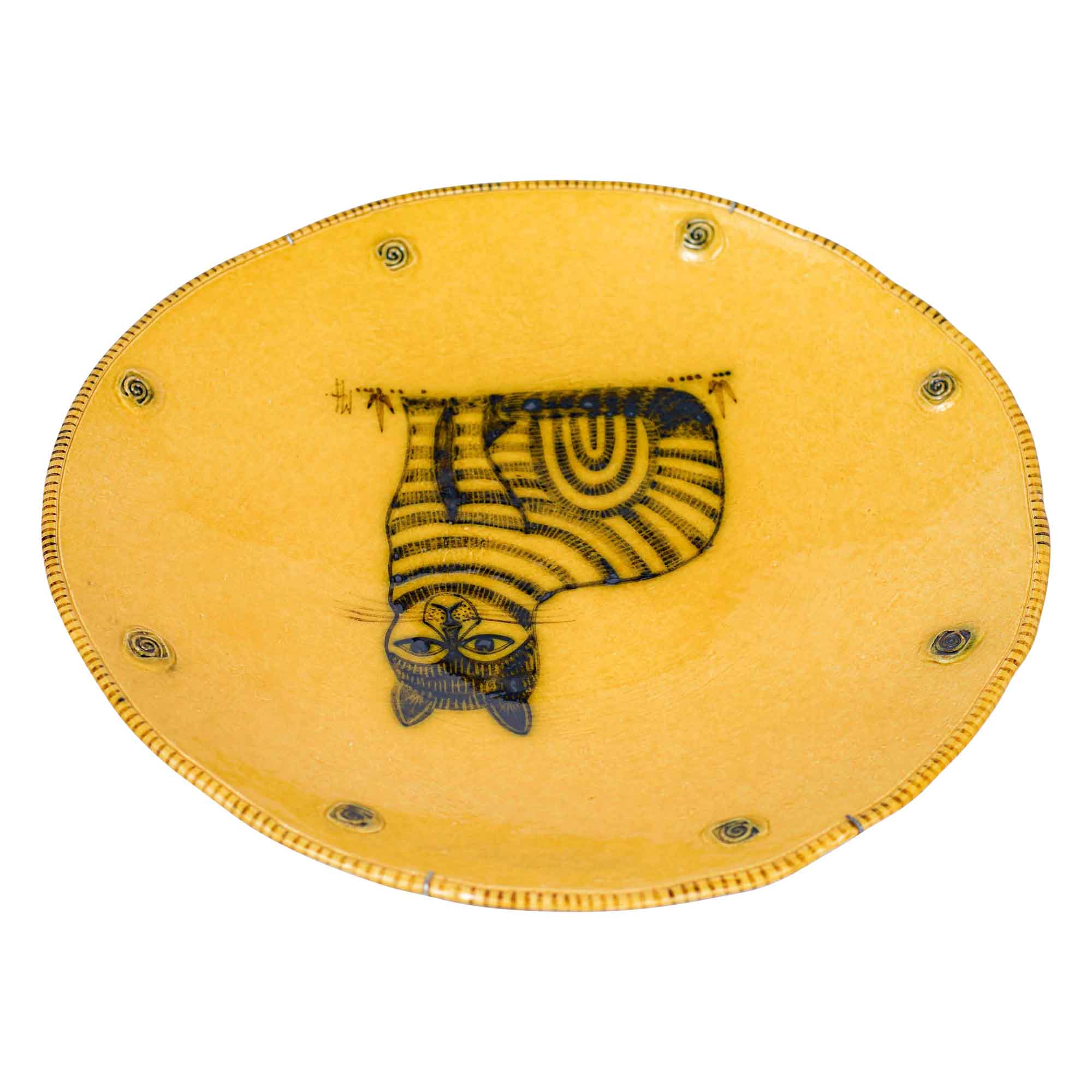 Ochre glazed cat plate