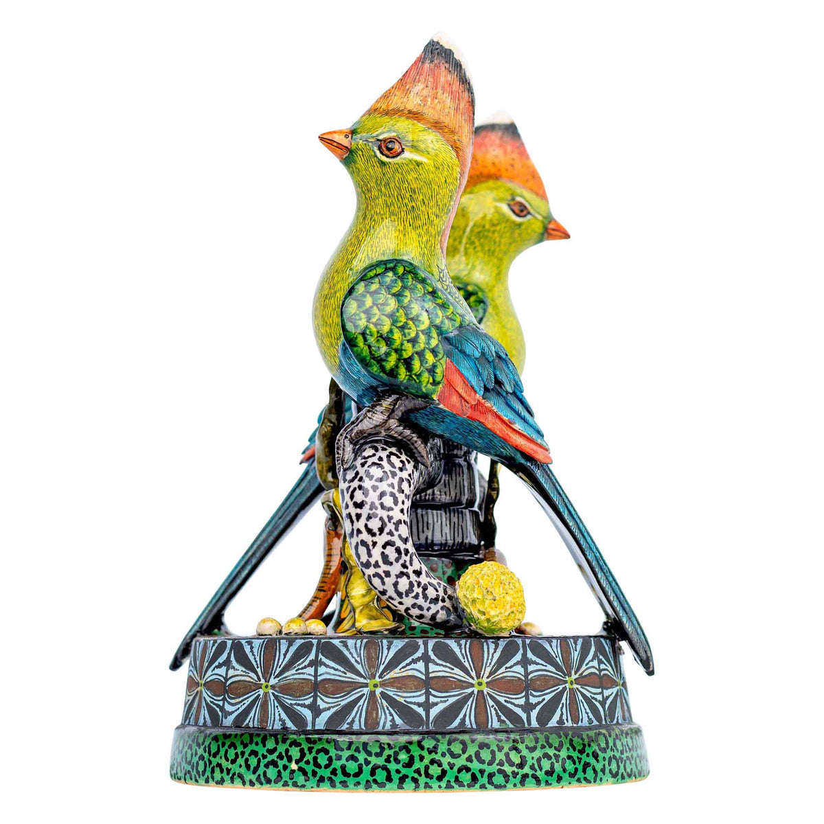 Pair of turaco candlesticks