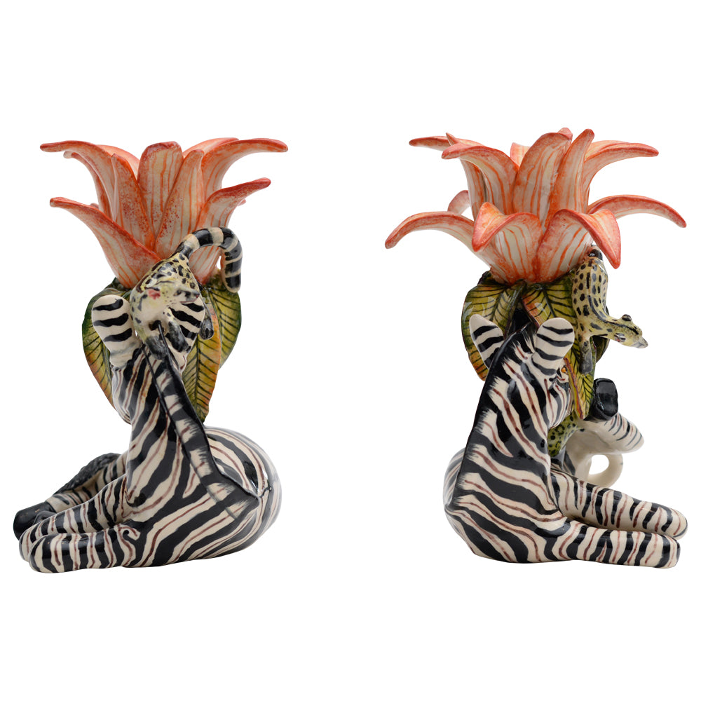 Pair of zebra candlesticks