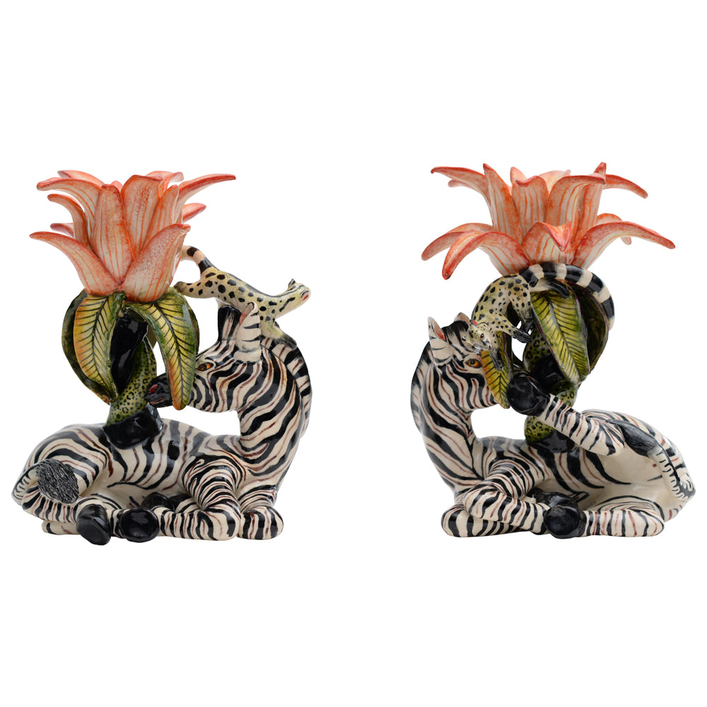 Pair of zebra candlesticks