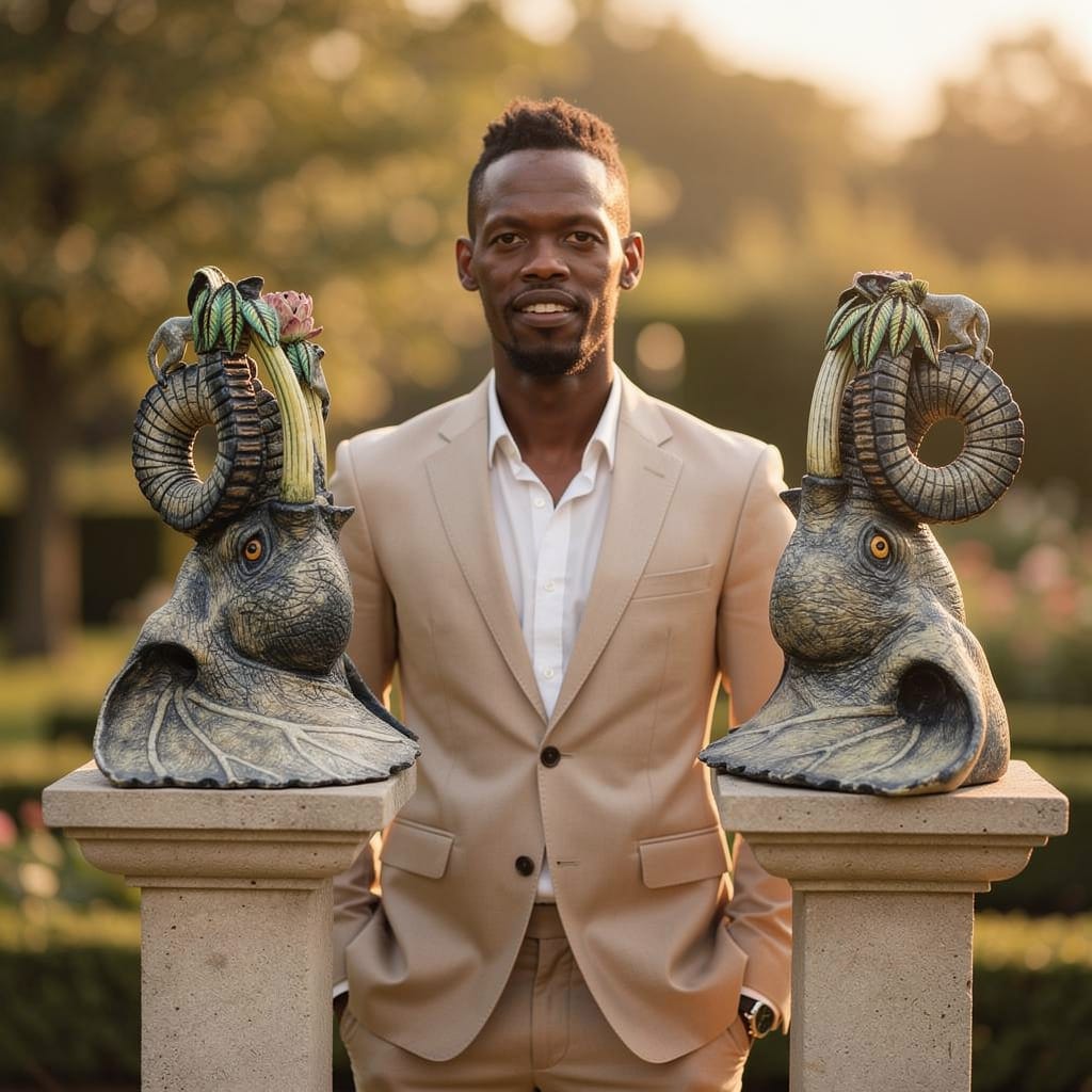 Pair of elephant head candlesticks