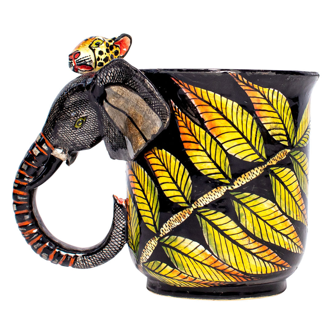 Elephant & leopard mug
