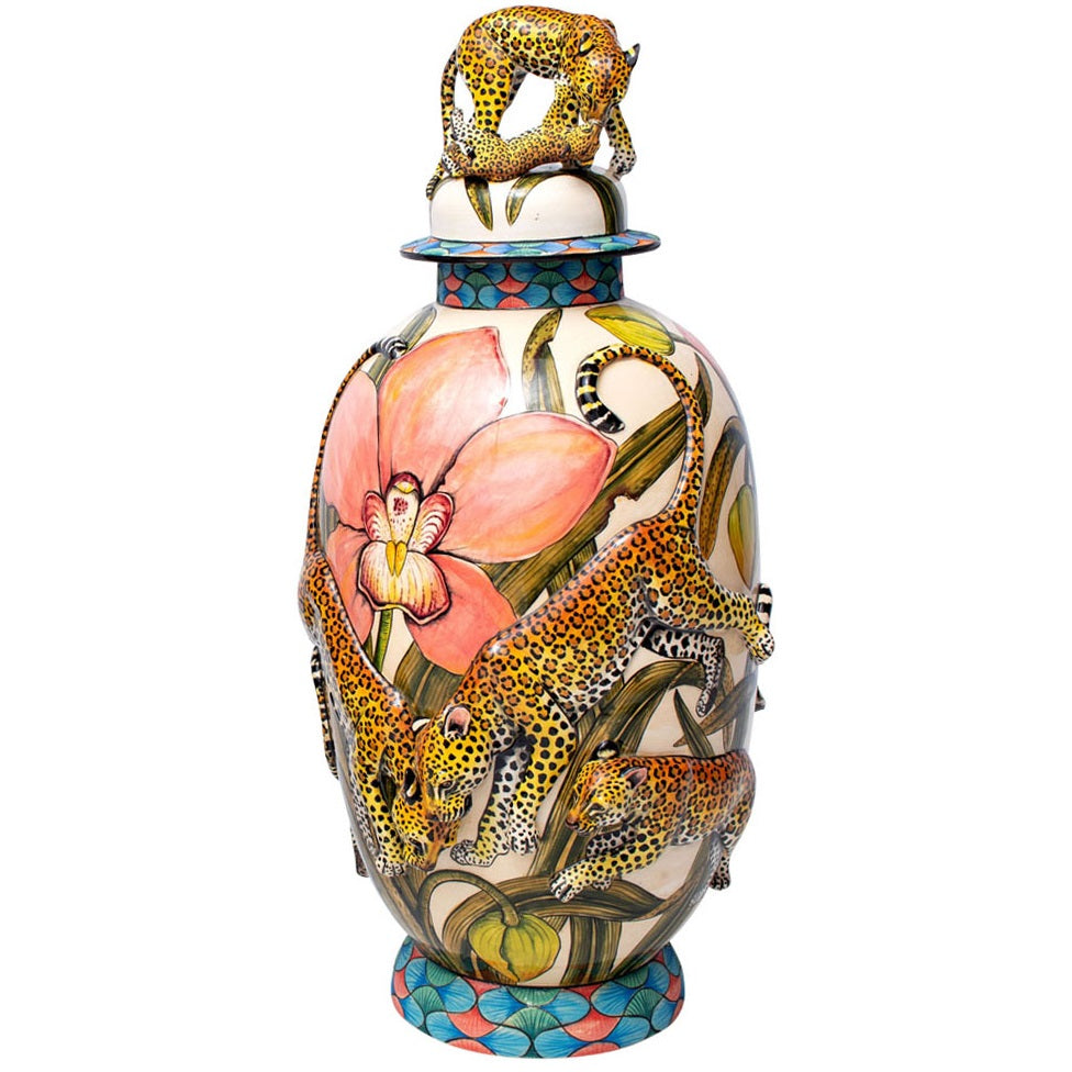 Leopard urn